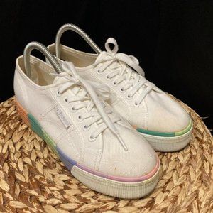 Superga pastel rainbow platform women's shoes